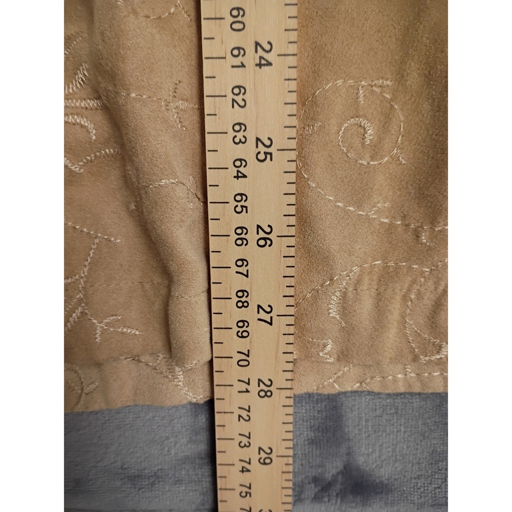 Croft & Barrow‎ Button Down Shirt 3X Tan Faux Suede Embroidered Floral Blouse - Picture 4 of 9